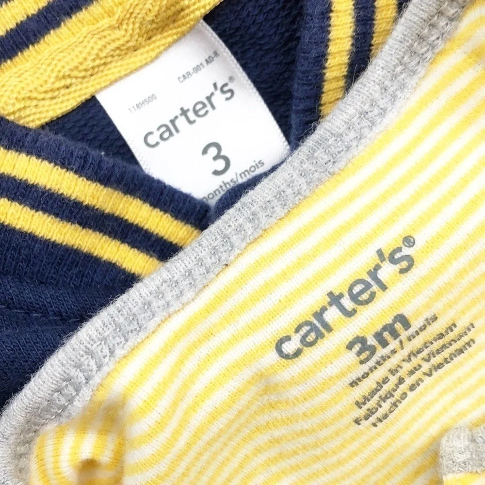 Carter's All-Stars letterman jacket jumpsuit + turtle striped baby romper